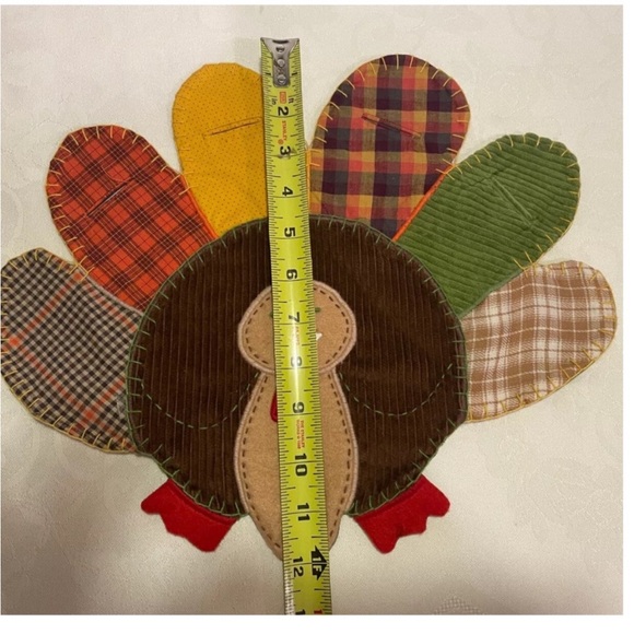 Set of 2 Pottery Barn Thanksgiving turkey placemat quilted holiday kid table fun - Picture 4 of 10